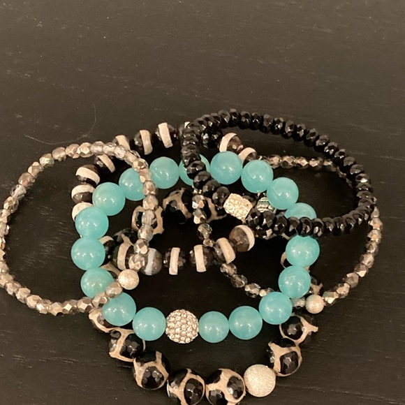 🔸NWT🔸 Agate and Amazonite Gemstone Beaded Bracelet Set - Picture 9 of 16